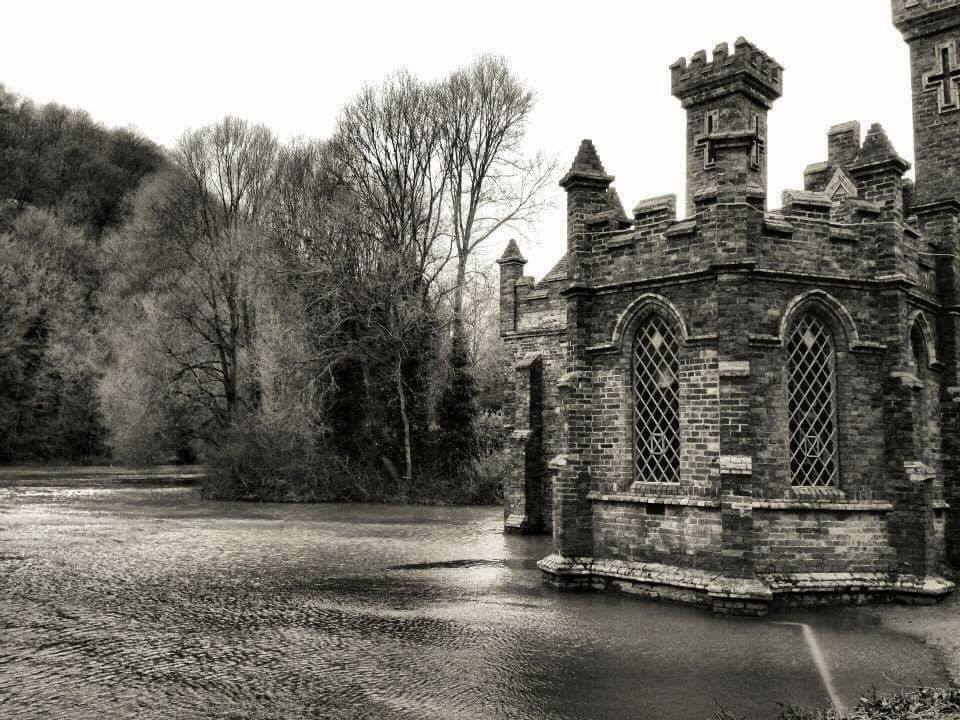 The Severn backed up against the castellated walls of the old warehouse