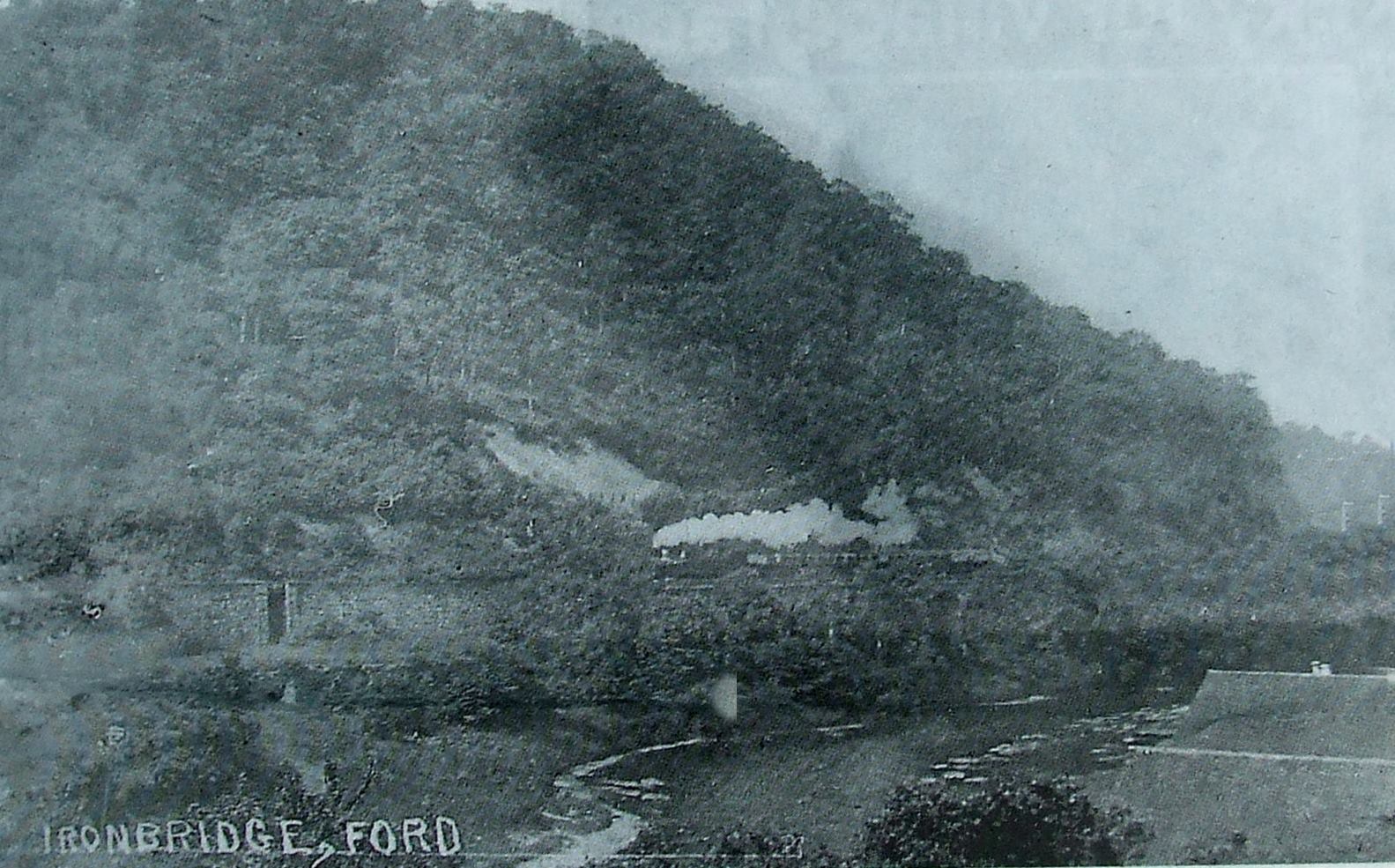 Postcard showing the ford from Ironridge Gorge museum
