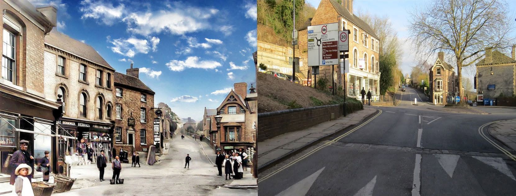 Then and now: the Beddoes building and the street outside.